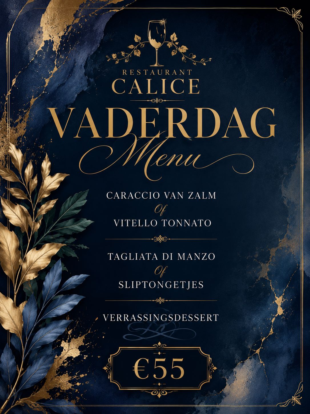 vaderdag menu calice restaurant heusden - zolder